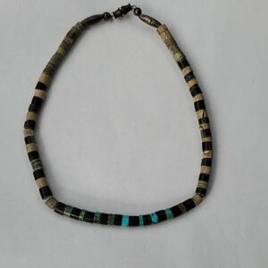 Vintage Black and Turquoise Heishi Necklace